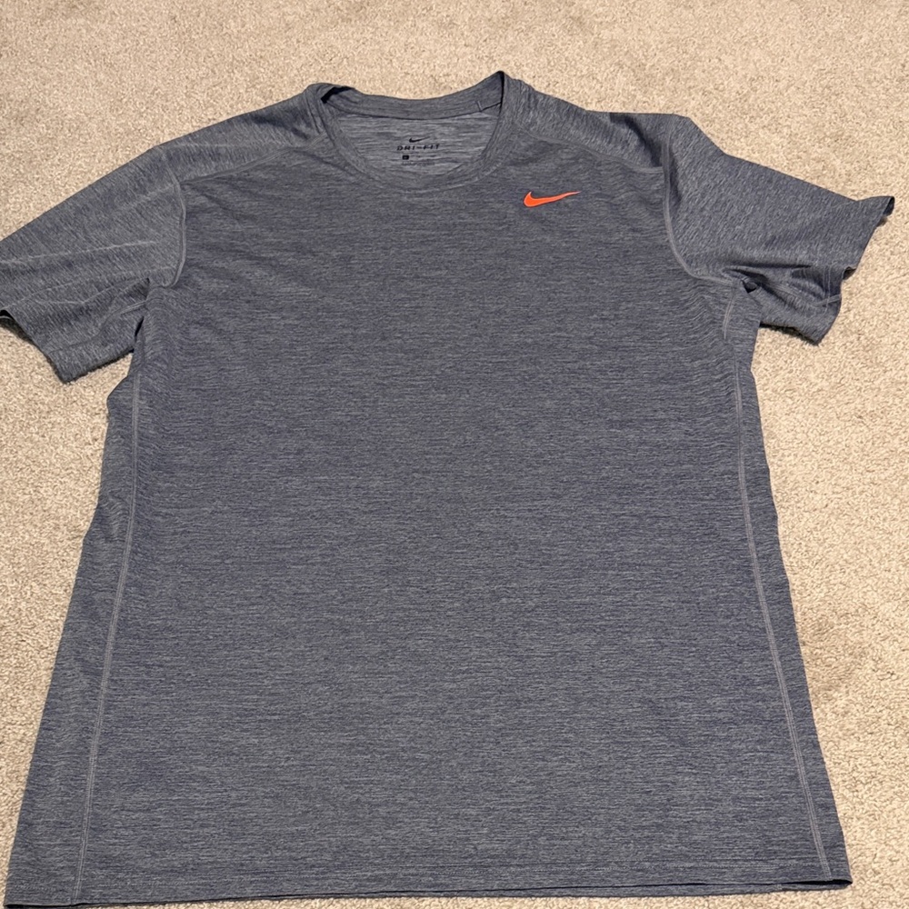 Nike Men's Heathered Gray Tee with Orange Swoosh